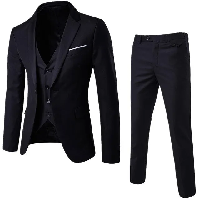 3-Piece Suit Jacket Trouser Vest Menswear