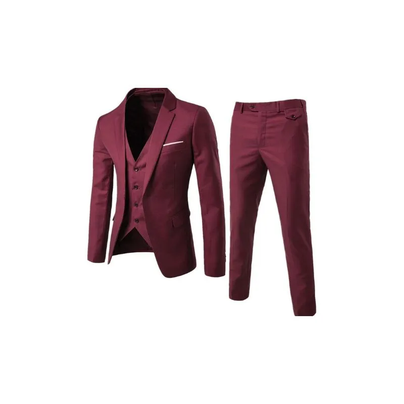 3-Piece Suit Jacket Trouser Vest Menswear