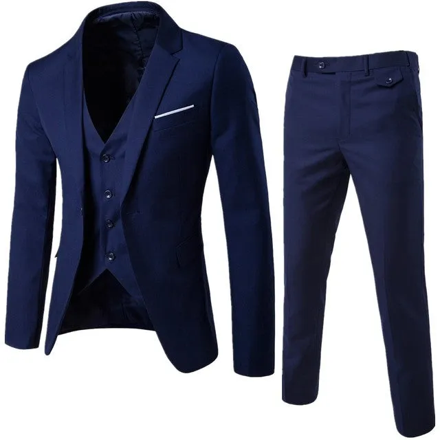 3-Piece Suit Jacket Trouser Vest Menswear
