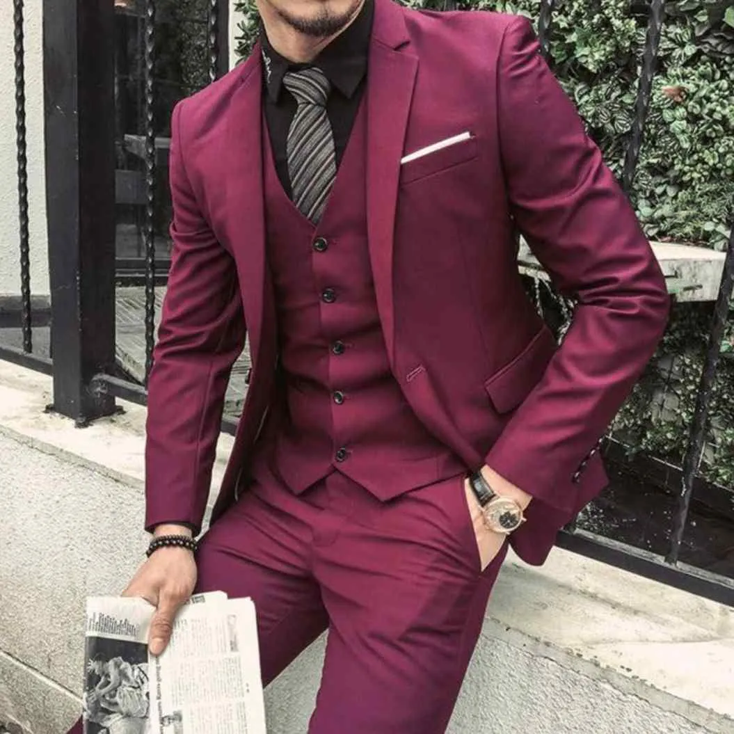 3-Piece Suit Jacket Trouser Vest Menswear