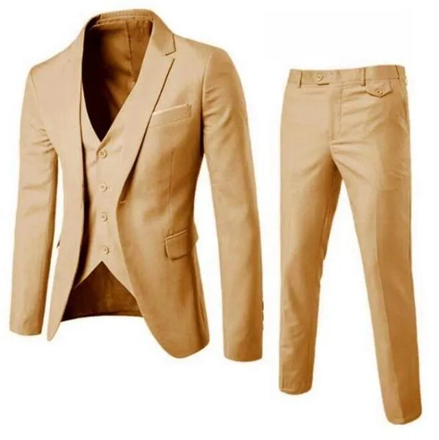 3-Piece Suit Jacket Trouser Vest Menswear