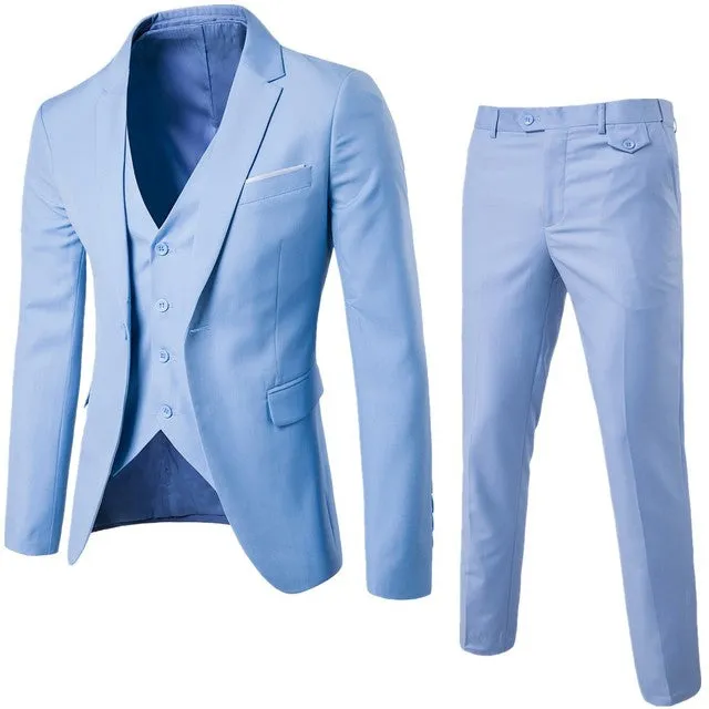 3-Piece Suit Jacket Trouser Vest Menswear