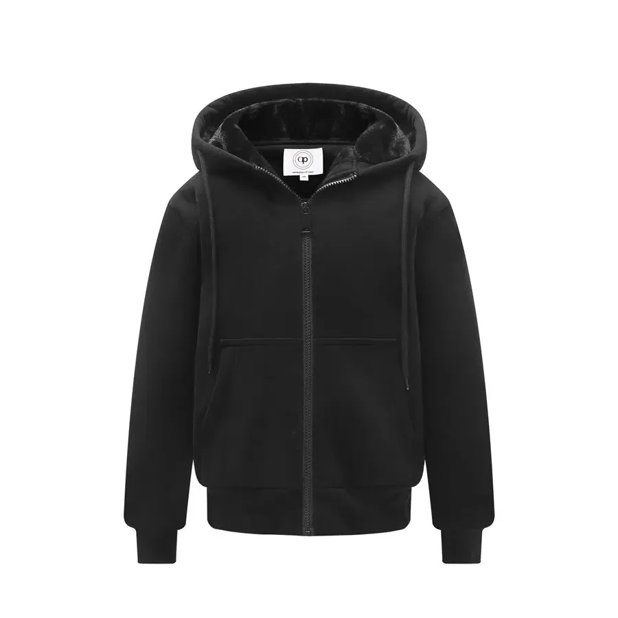 AP Winter Hoodie Children's sweatshirts two layer thicken teen boys and adult coats warm fur outdoor clothing
