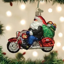 Biker Santa Ornament