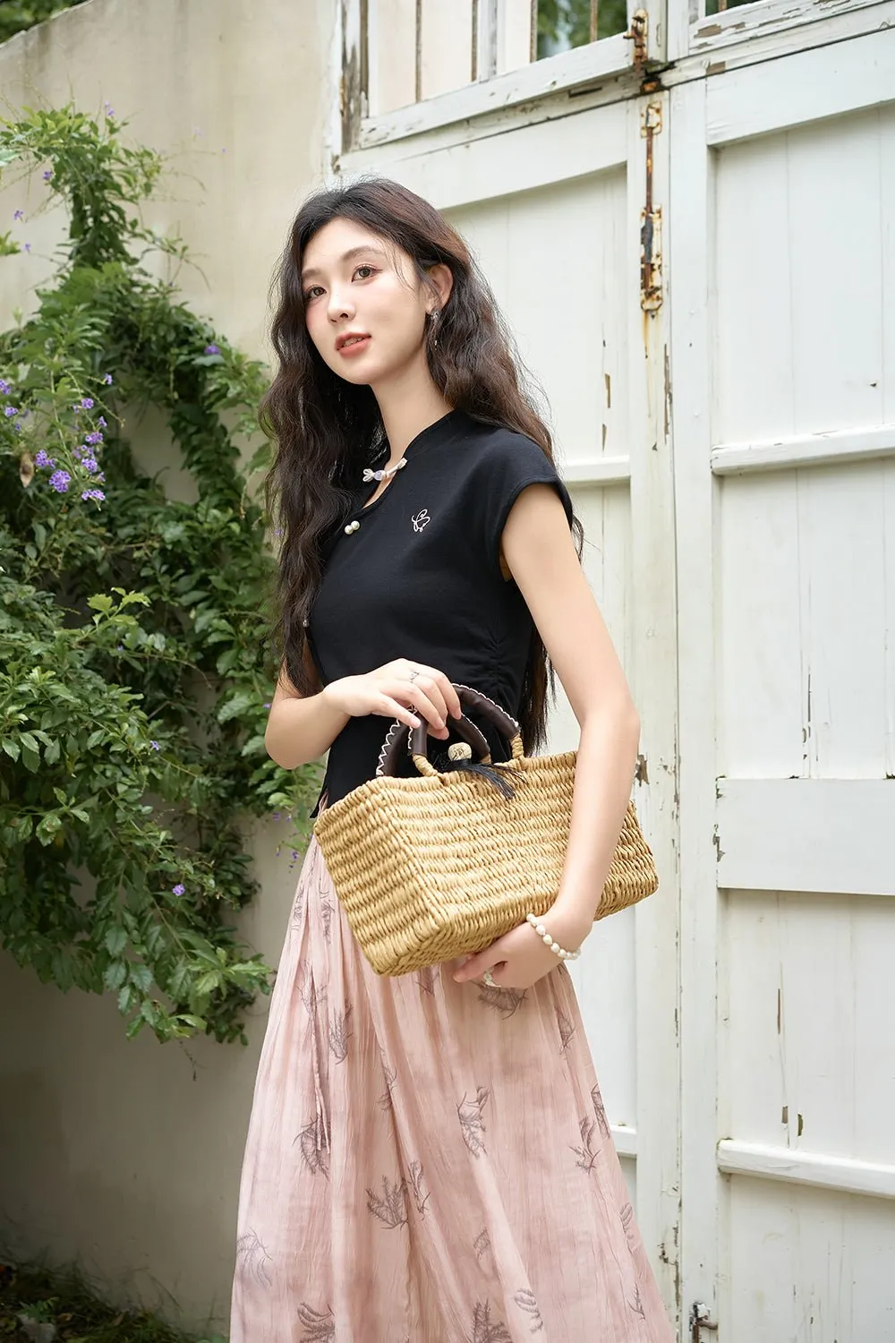 Black Knit T-shirt for Women