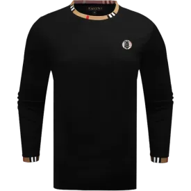 Black Men's Long Sleeves Crewneck T-shirt