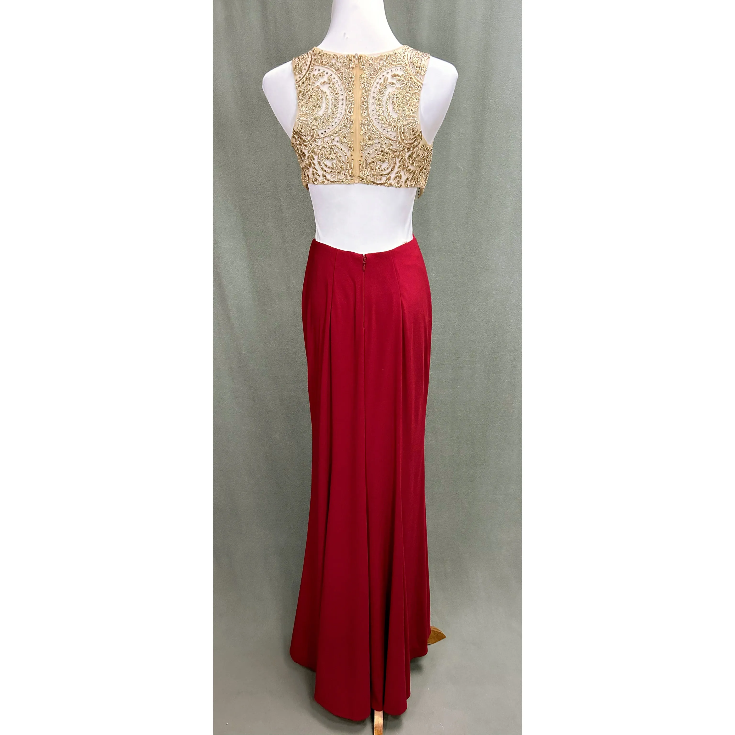Camille la Vie burgundy and gold dress, size 0