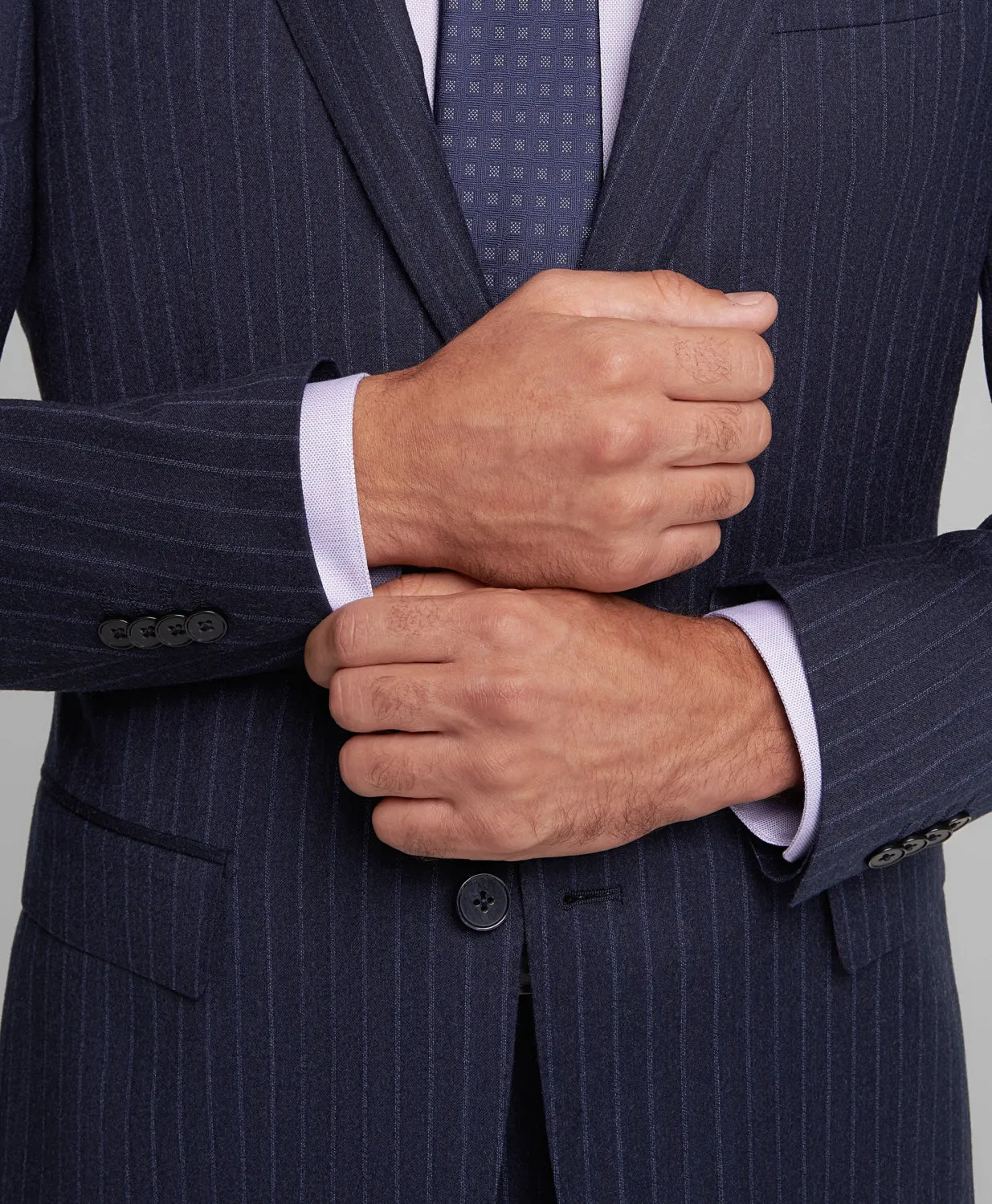 Fashion Men's 3 Pieces Slim Fit Striped Notch Lapel Tuxedos (Blazer Pants)