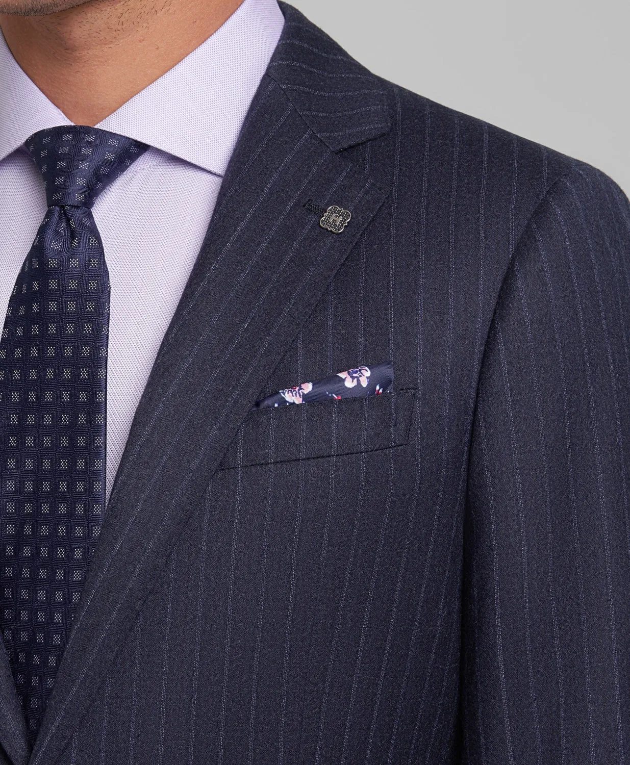 Fashion Men's 3 Pieces Slim Fit Striped Notch Lapel Tuxedos (Blazer Pants)