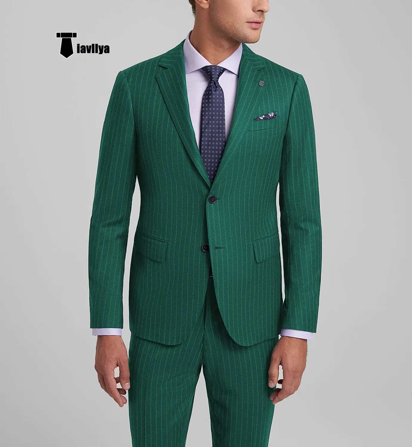 Fashion Men's 3 Pieces Slim Fit Striped Notch Lapel Tuxedos (Blazer Pants)
