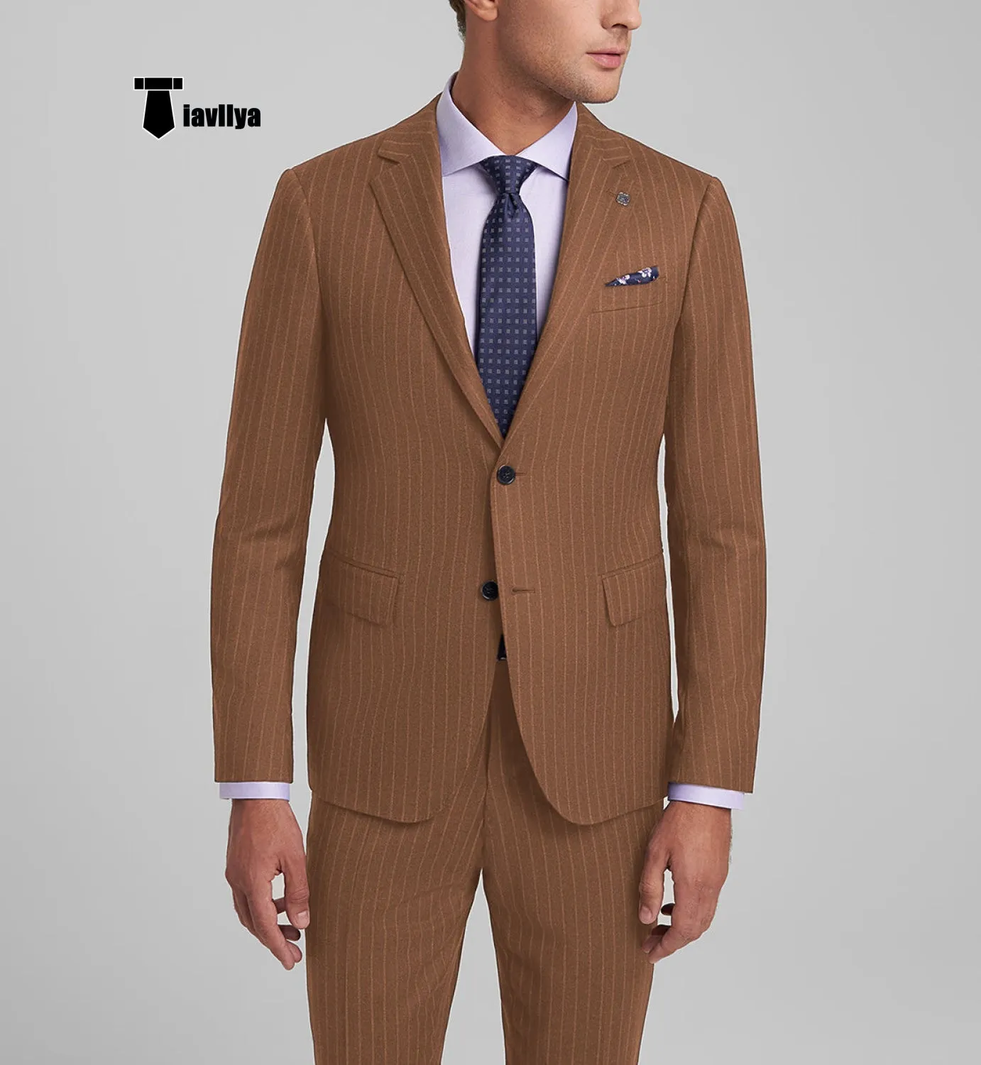 Fashion Men's 3 Pieces Slim Fit Striped Notch Lapel Tuxedos (Blazer Pants)