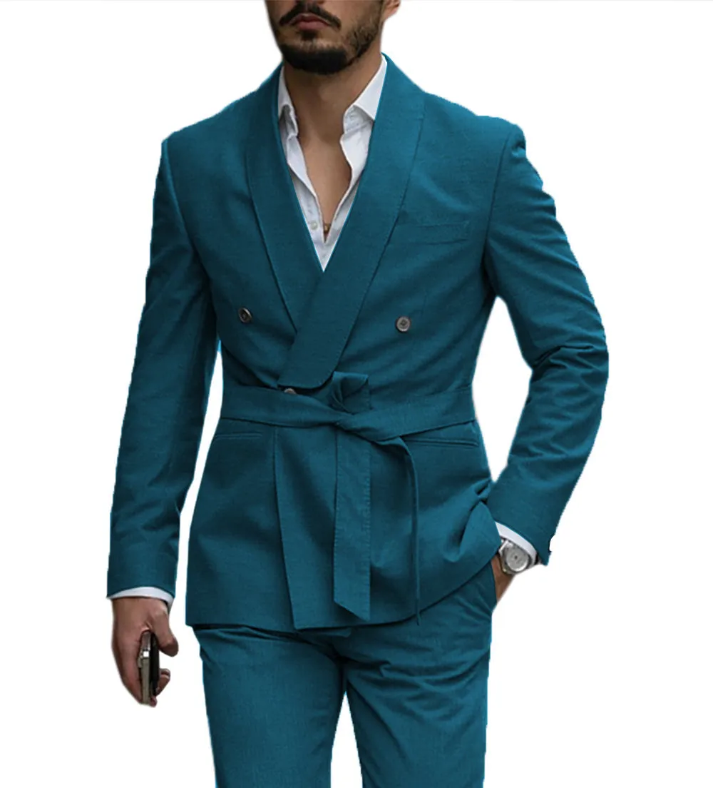 Fashion Mens Suit Double Breasts Shawl Lapel 2 Pieces (Blazer Pants)