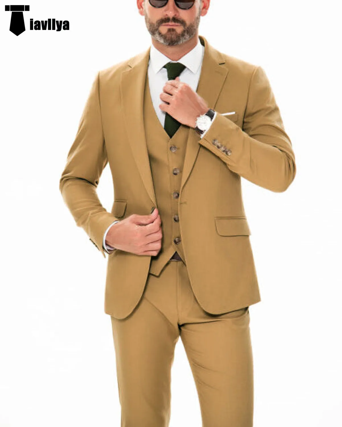 Formal Men's 3 Piece Regular Fit Notch Lapel Flat Men's Suit (Blazer Vest Pants)