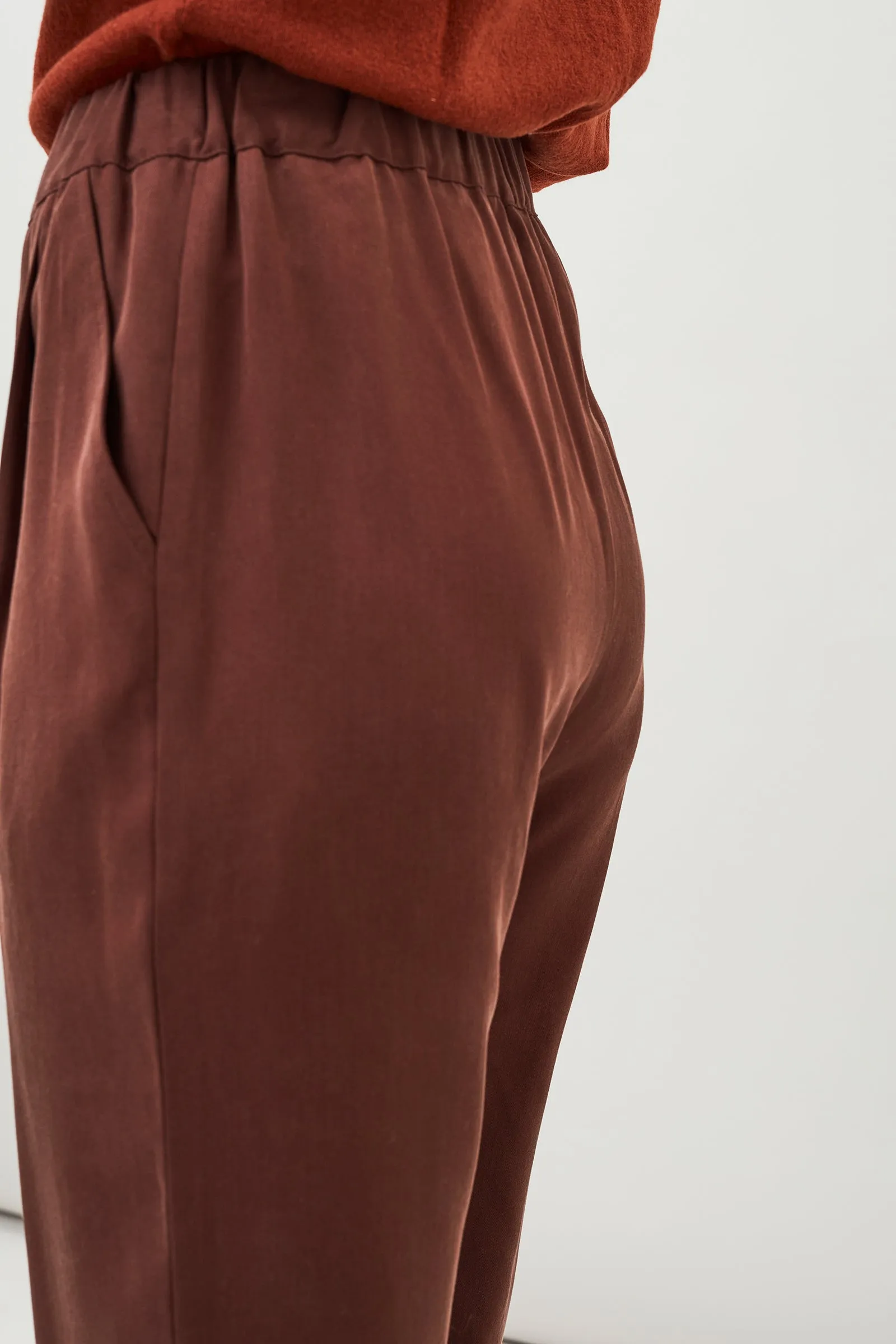 Jira Elastic Waist Tencel Pants (Hickory Brown) - Maska