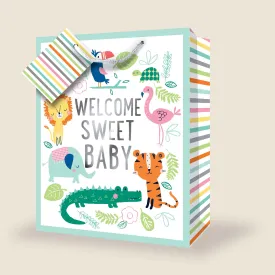 Jungle “Welcome Sweet Baby” Large Foil Gift Bag, 1 Count