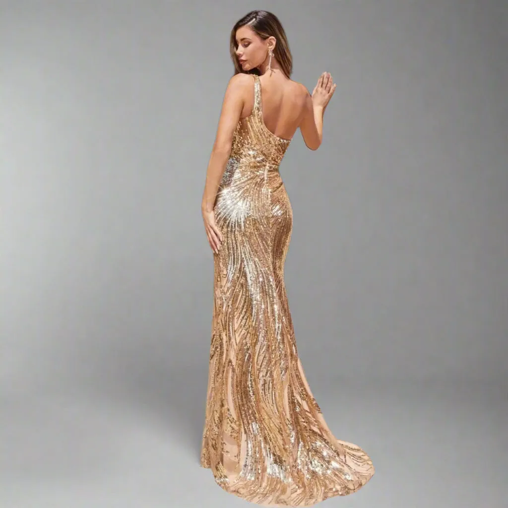 LaDivine evergreen sequin dress, size 4