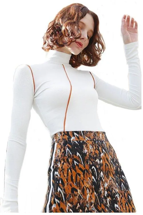 Limited edition hem brown animal paint print short skirt