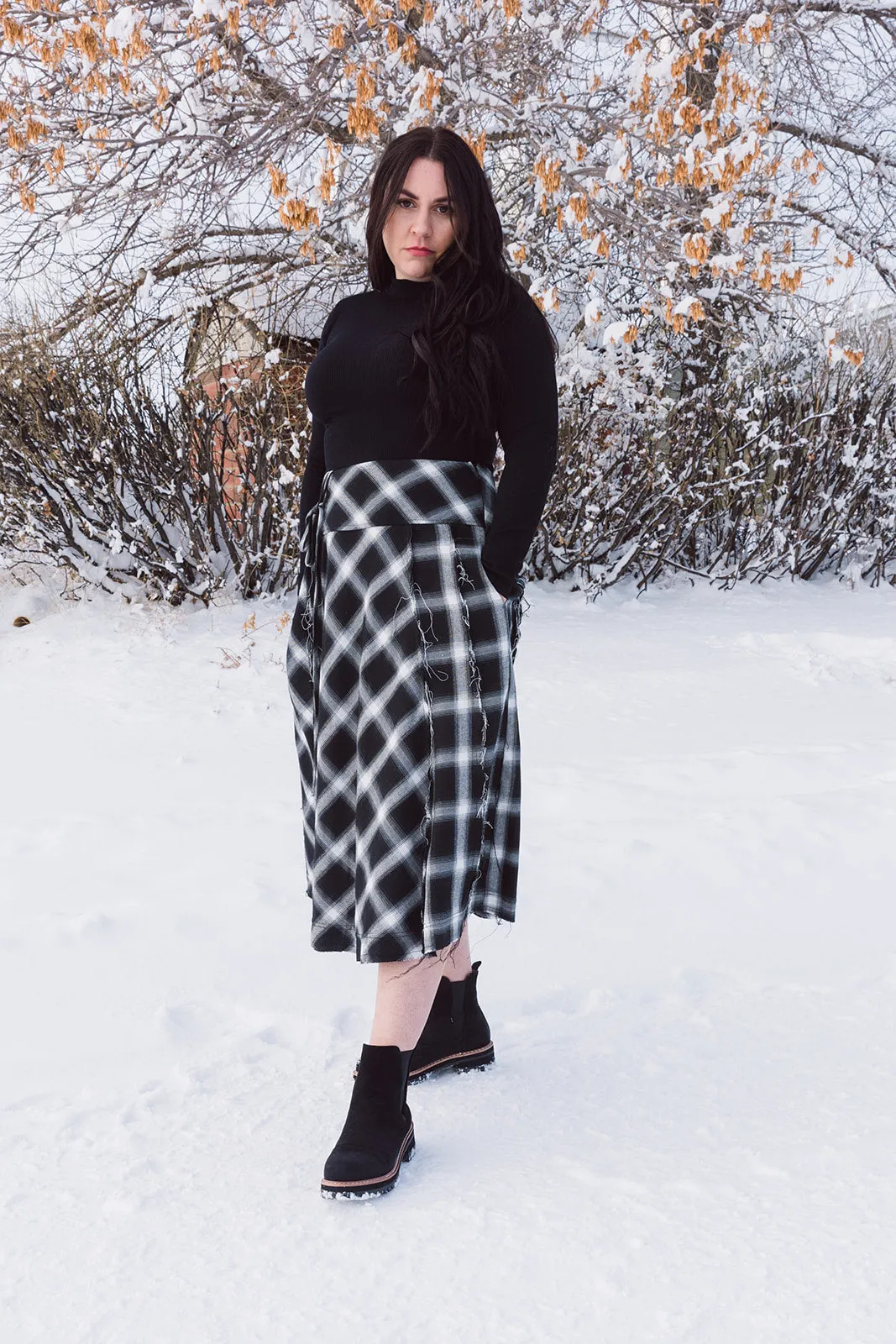 Lucy Plaid Knotted Midi Skirt