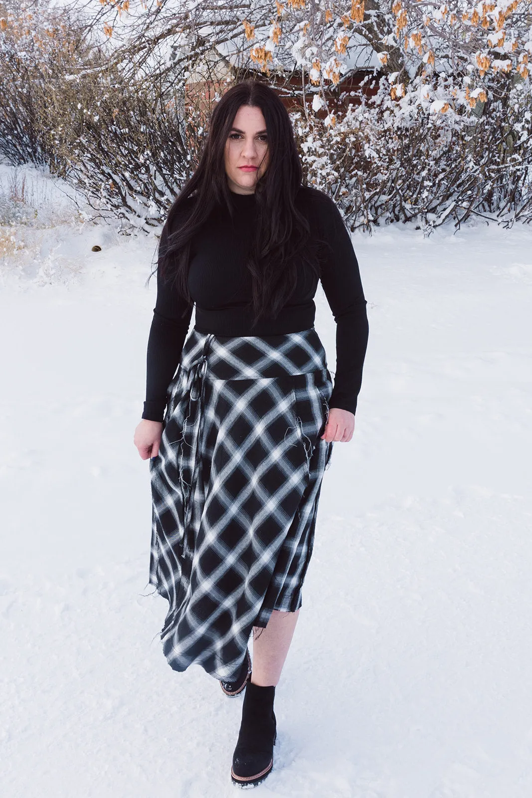 Lucy Plaid Knotted Midi Skirt