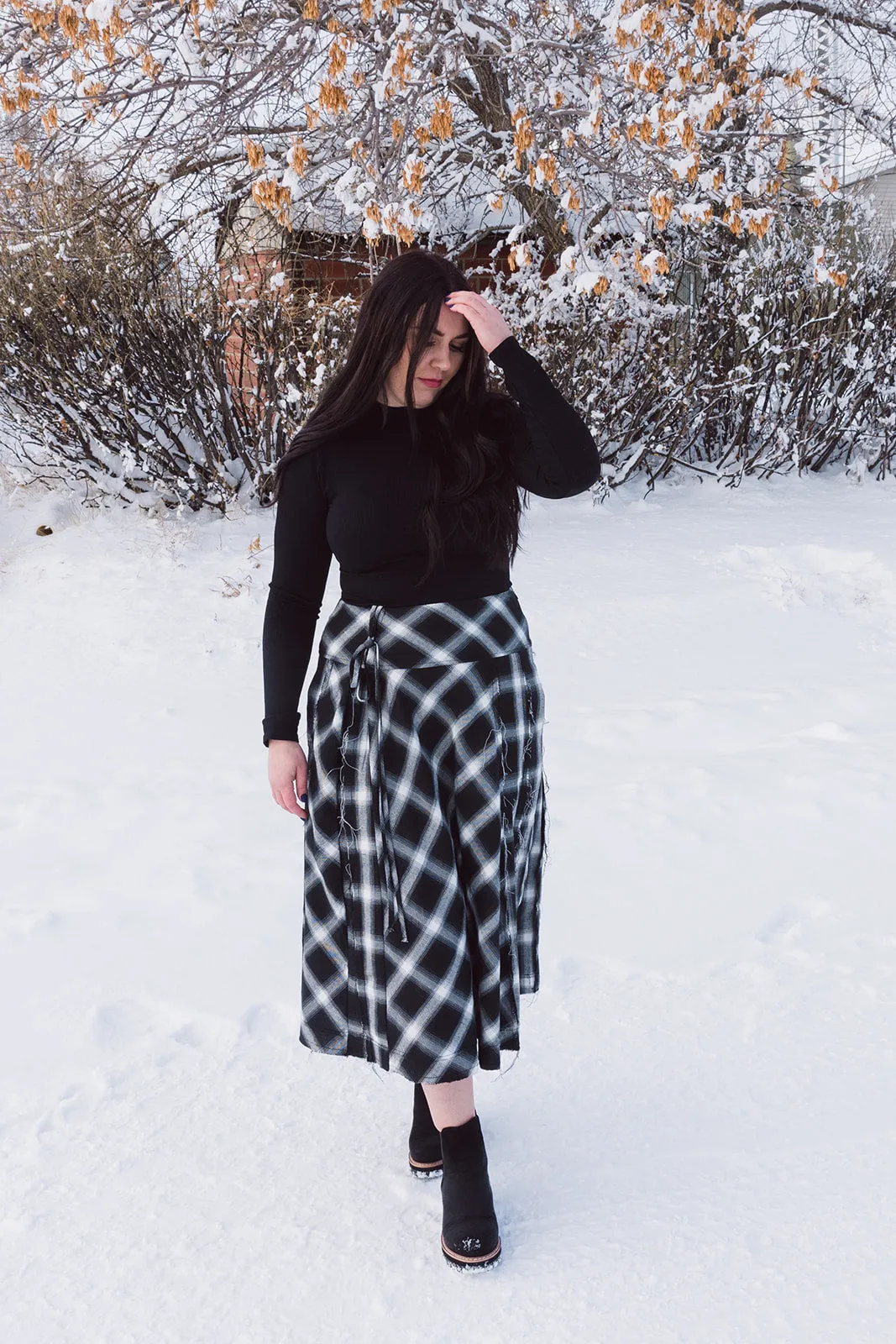 Lucy Plaid Knotted Midi Skirt