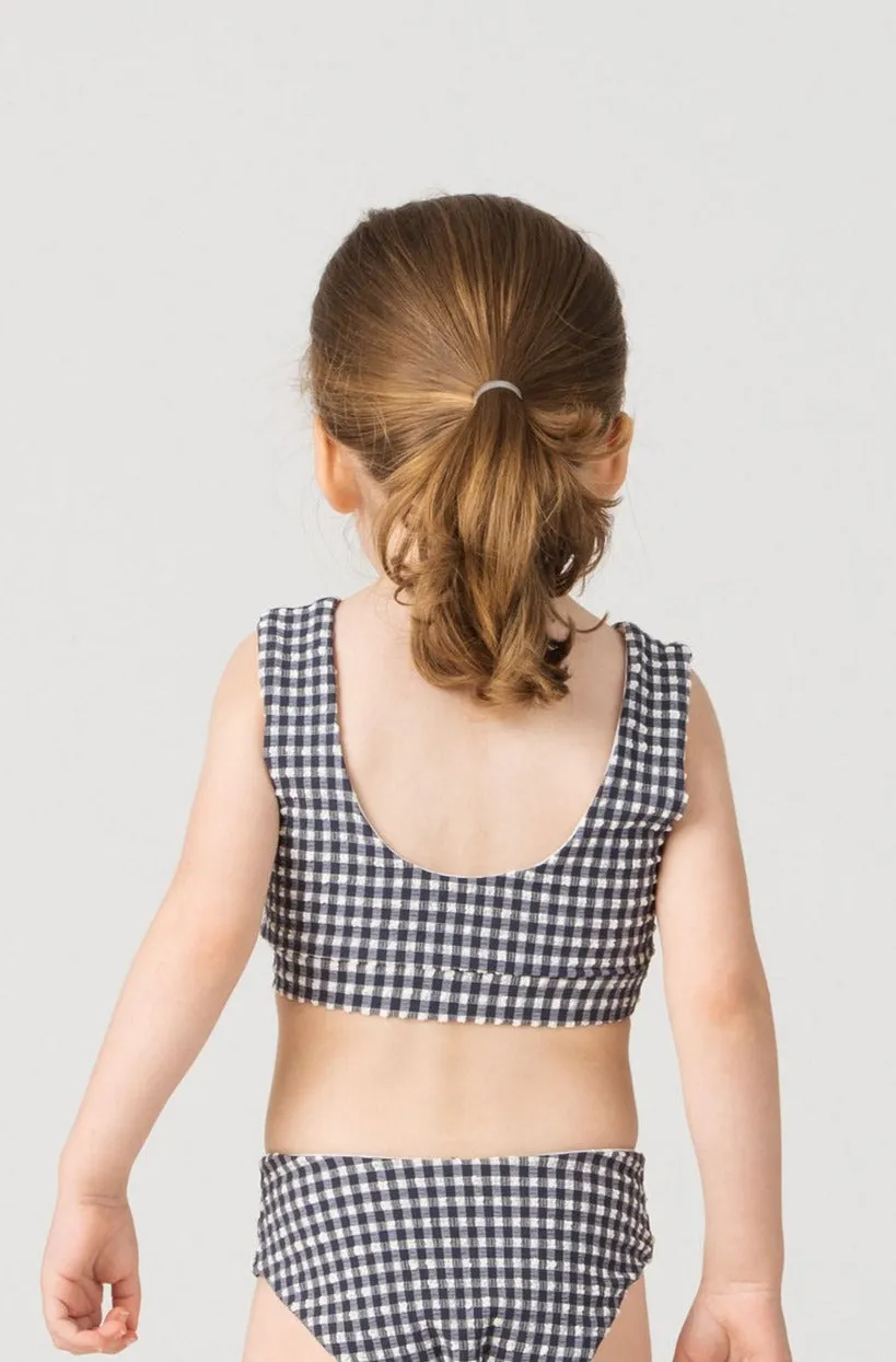 Madeline Girls Bikini Top in Sapphire Gingham
