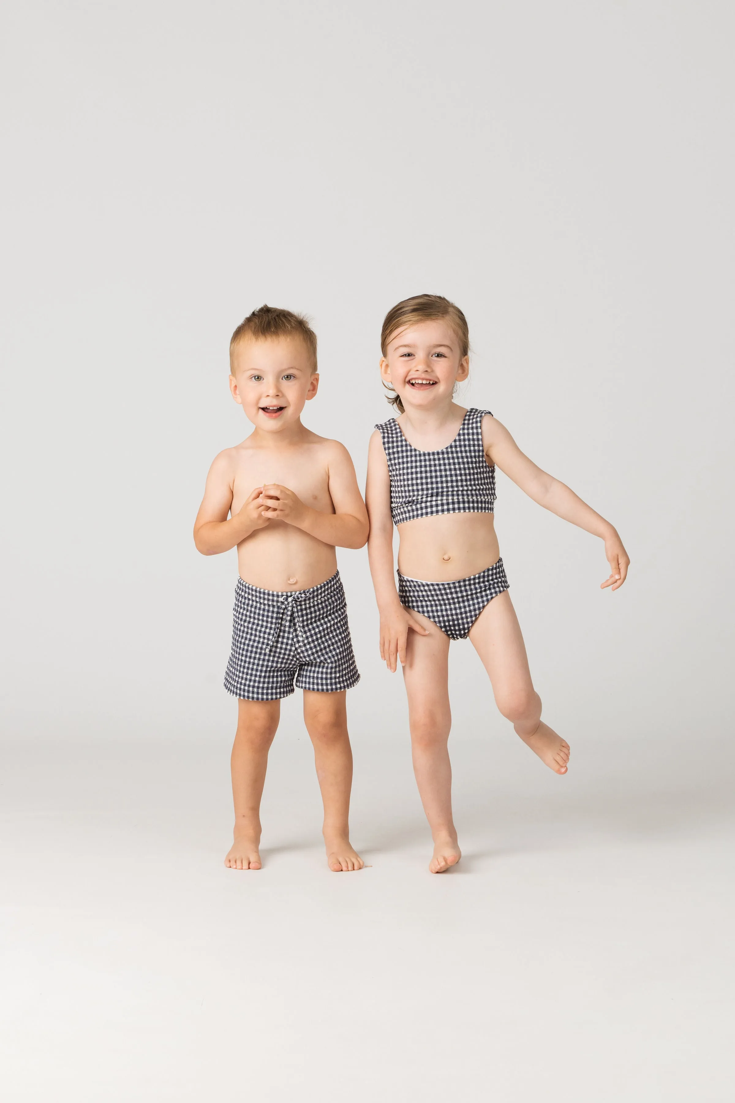 Madeline Girls Bikini Top in Sapphire Gingham