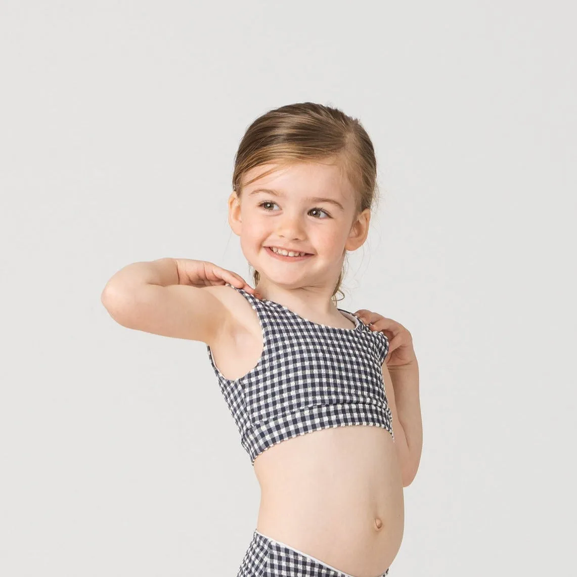 Madeline Girls Bikini Top in Sapphire Gingham