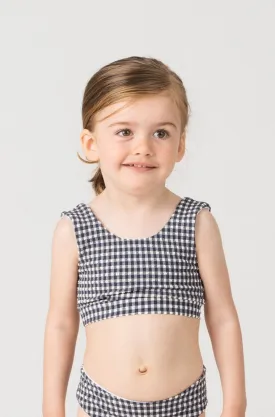 Madeline Girls Bikini Top in Sapphire Gingham