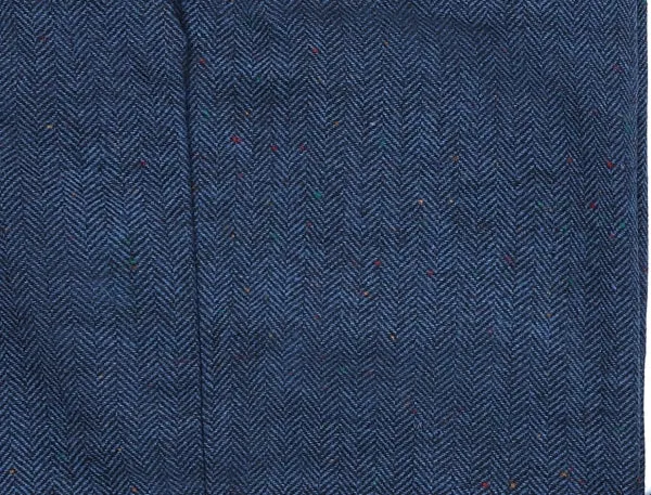 Men's Business 3 Pieces Formal  Royal Blue Herringbone Tweed Notch Lapel Suit (Blazer vest Pants)