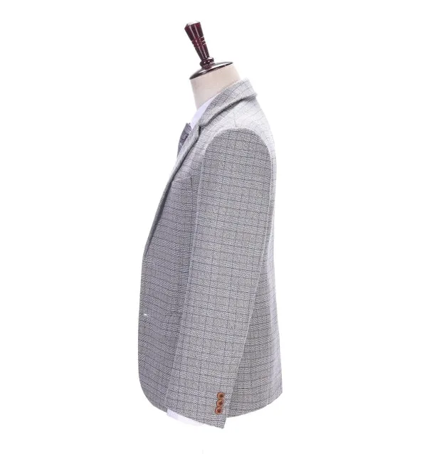 Mens Suit Business 2 Pieces Formal White Houndstooth Notch Lapel Tuxedos for Wedding (Blazer Pants)