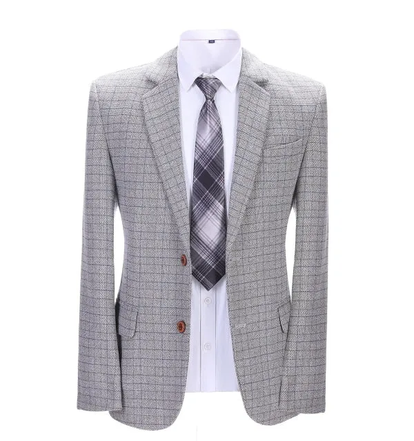 Mens Suit Business 2 Pieces Formal White Houndstooth Notch Lapel Tuxedos for Wedding (Blazer Pants)