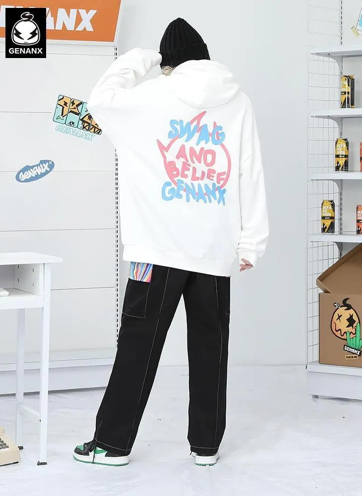 Safari Style Graphic Plain Straight Pants