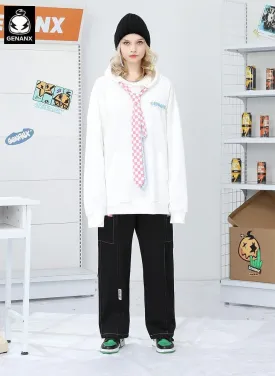 Safari Style Graphic Plain Straight Pants