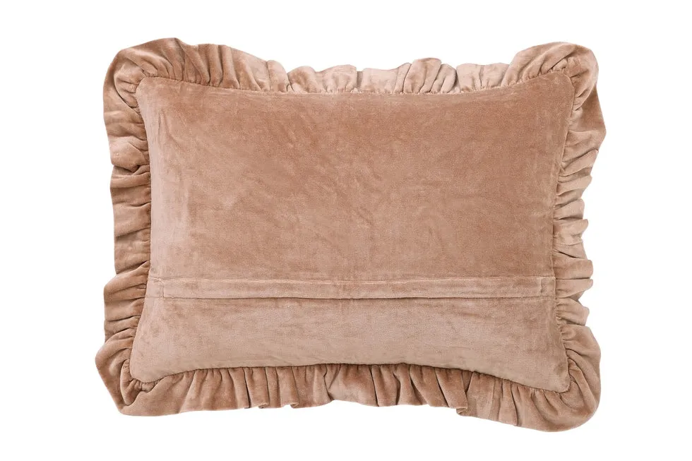 Solid Velvet Frilled Cushion