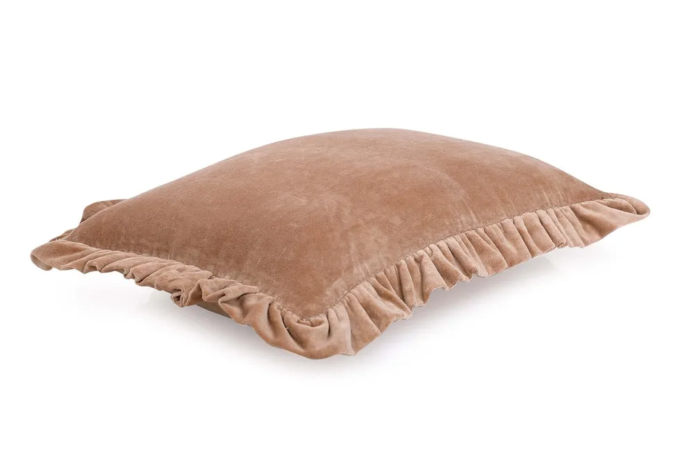 Solid Velvet Frilled Cushion