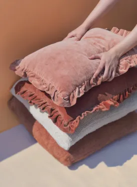 Solid Velvet Frilled Cushion