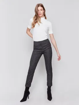 Speckled Slim Leg Cuffed Pants - Charcoal