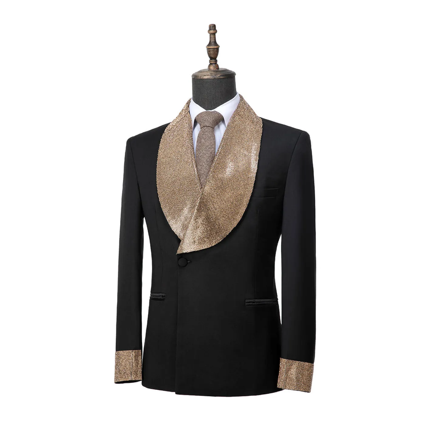 Stylish Men's Suit 2 Pieces Diamond Collar Shawl Lapel Tuxedo For Party (Blazer  Pants)