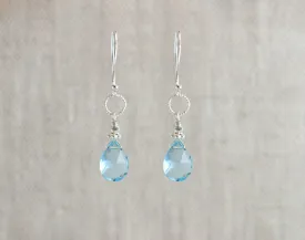 Swiss Blue Quartz Rope Link Earrings