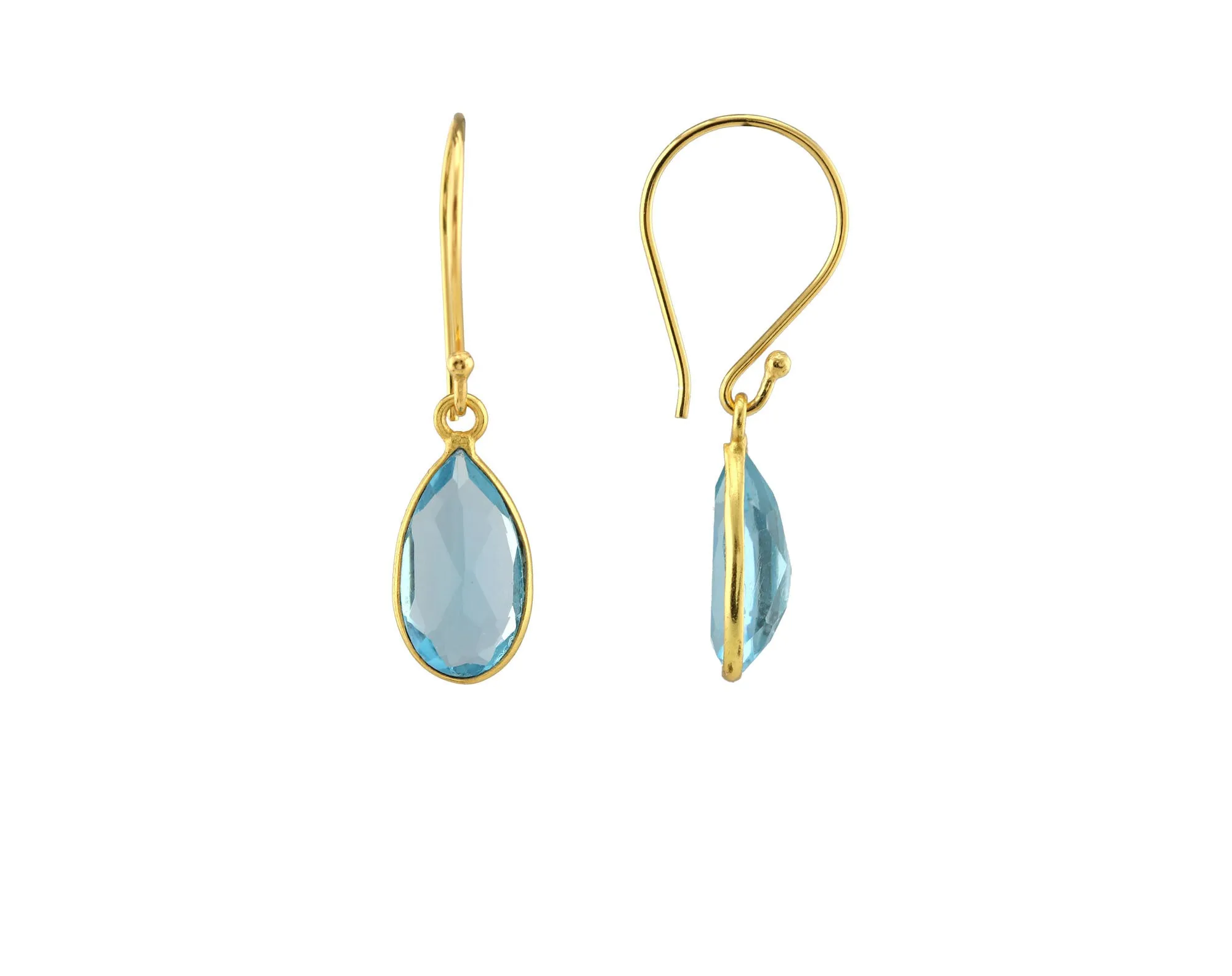 Swiss Blue Quartz Teardrop Earring