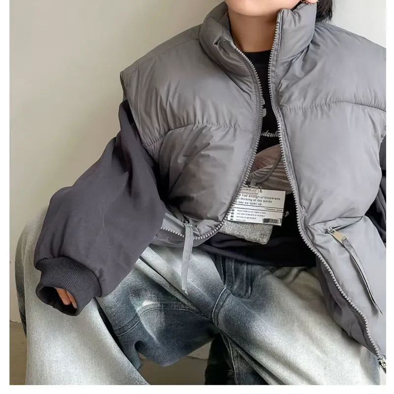 Thick Winter Solid Puffer Vest